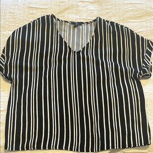 Striped V-Neck Black and White Top